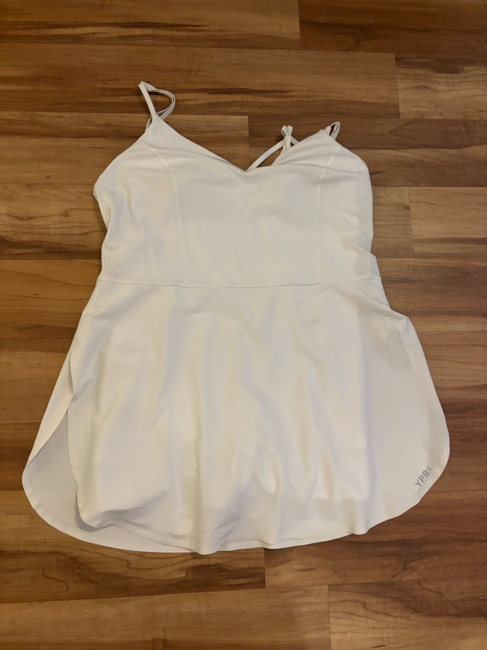 YPB White Tennis Dress with Spaghetti Straps & Shorts